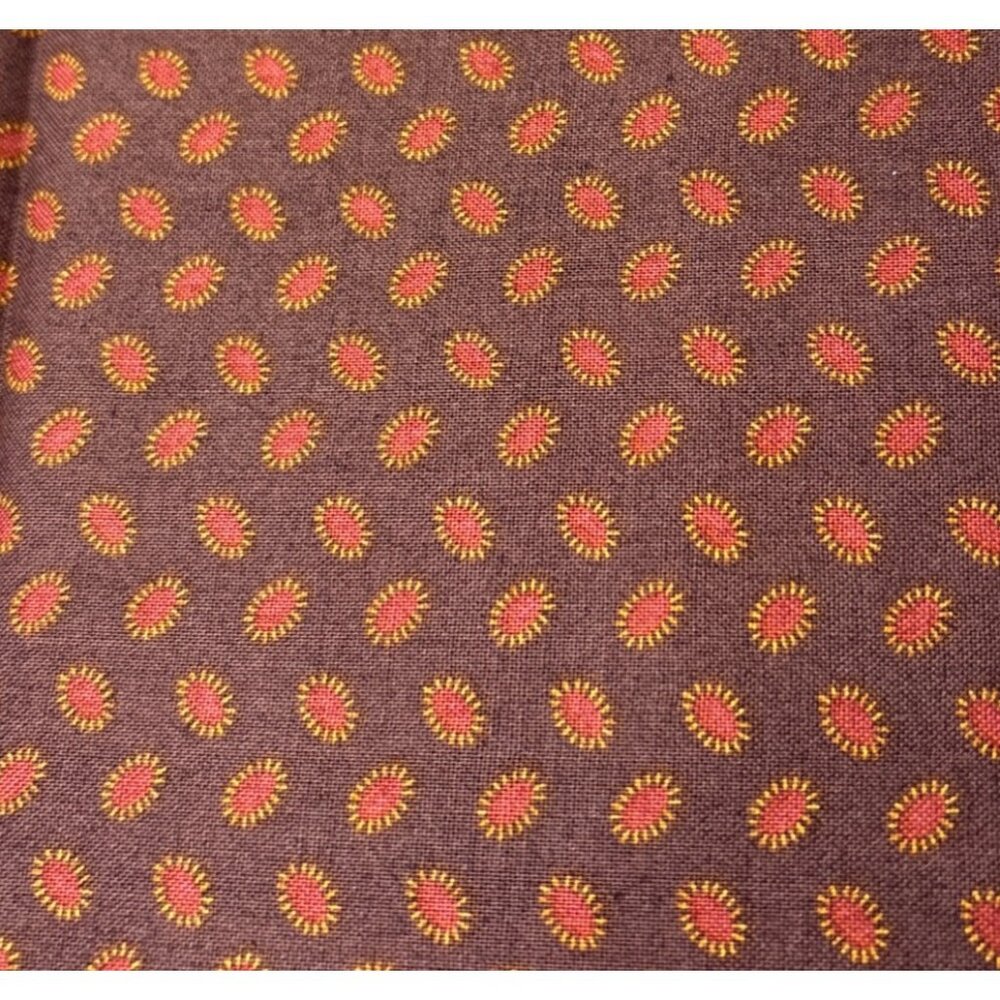 Cotton Fabric Brown Red Yellow Polka Dot Pattern 9" x 44" DIY Sewing Craft